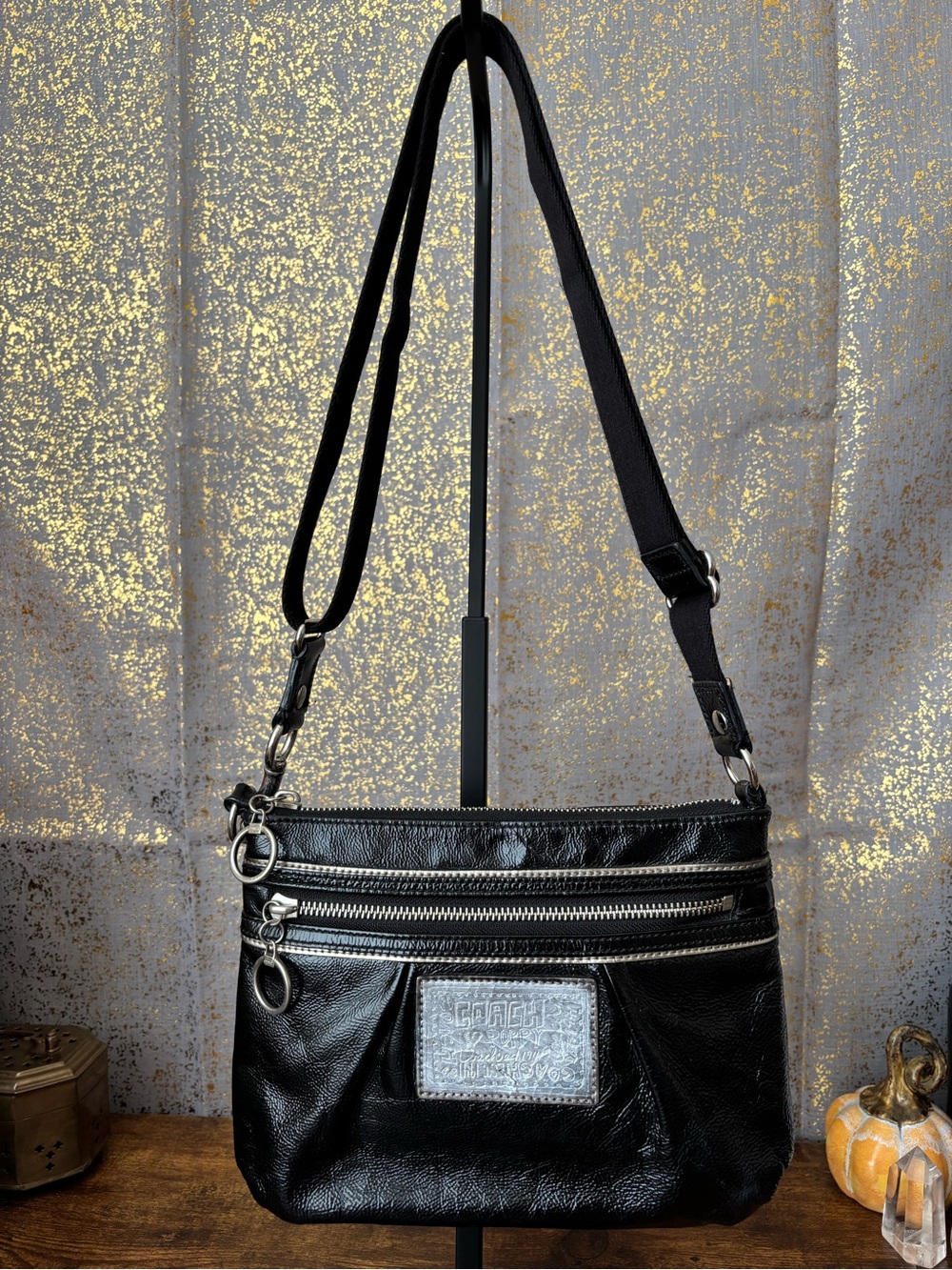 Coach Black Crossbody Bag with Silver Hardware